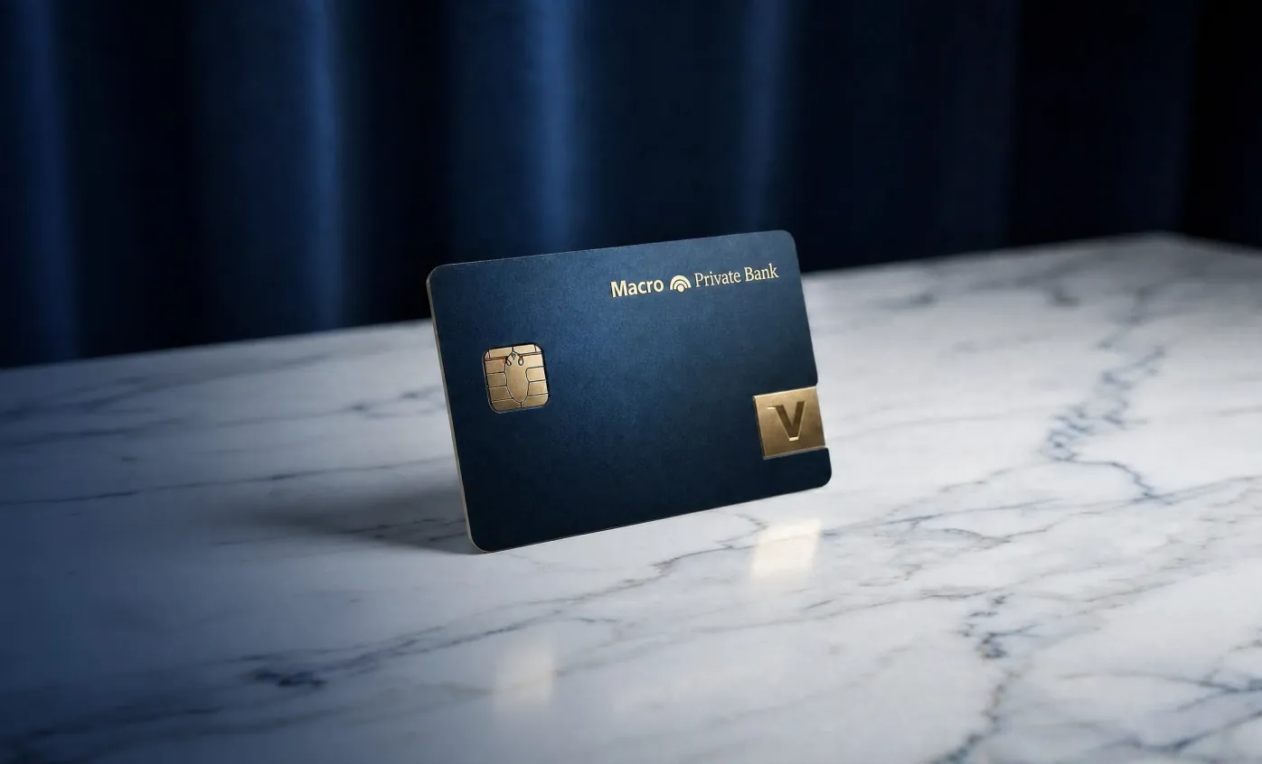Tarjeta Visa Infinite Private sobre una mesa de mármol